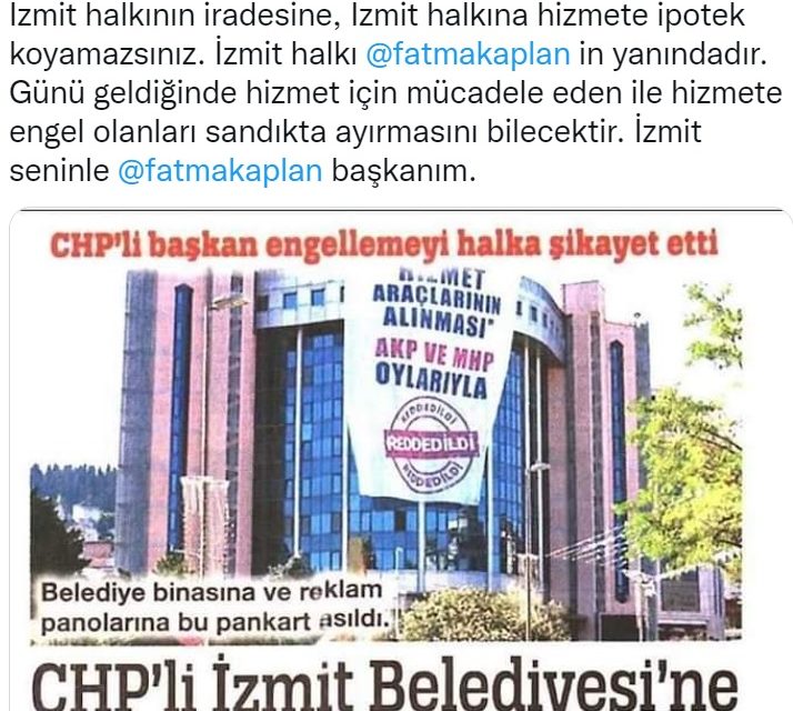 BAŞKAN HÜRRİYET’E BİR DESTEKTE KARACA’DAN “İZMİT HALKININ İRADESİNE İPOTEK KOYAMAZSINIZ”