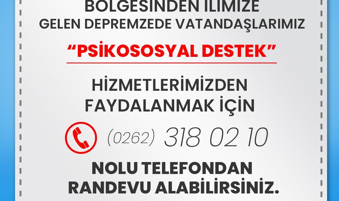 İZMİT BELEDİYESİ DEPREMZEDELER İÇİN PSİKOLOJİK DESTEK VERMEYE BAŞLADI