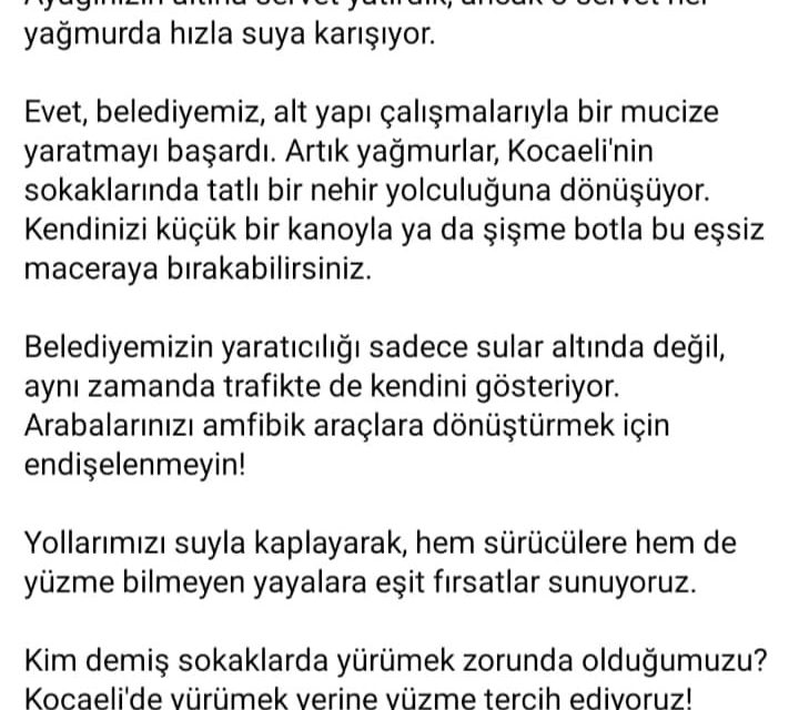 YAŞAR KARDAŞ’TAN BÜYÜKŞEHİR’E YAĞMUR TEPKİSİ