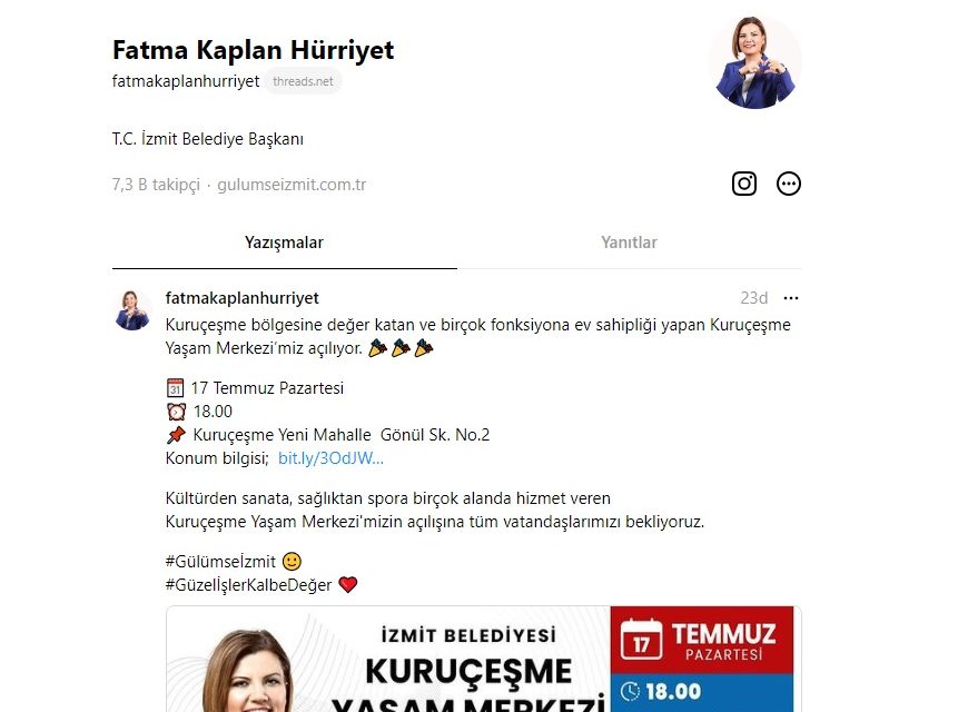 BAŞKAN HÜRRİYET THREADS’TE!