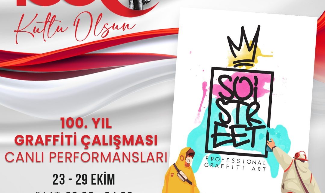 İZMİT BELEDİYESİNDEN 100.YILA ÖZEL GRAFFİTİ ÇALIŞMASI