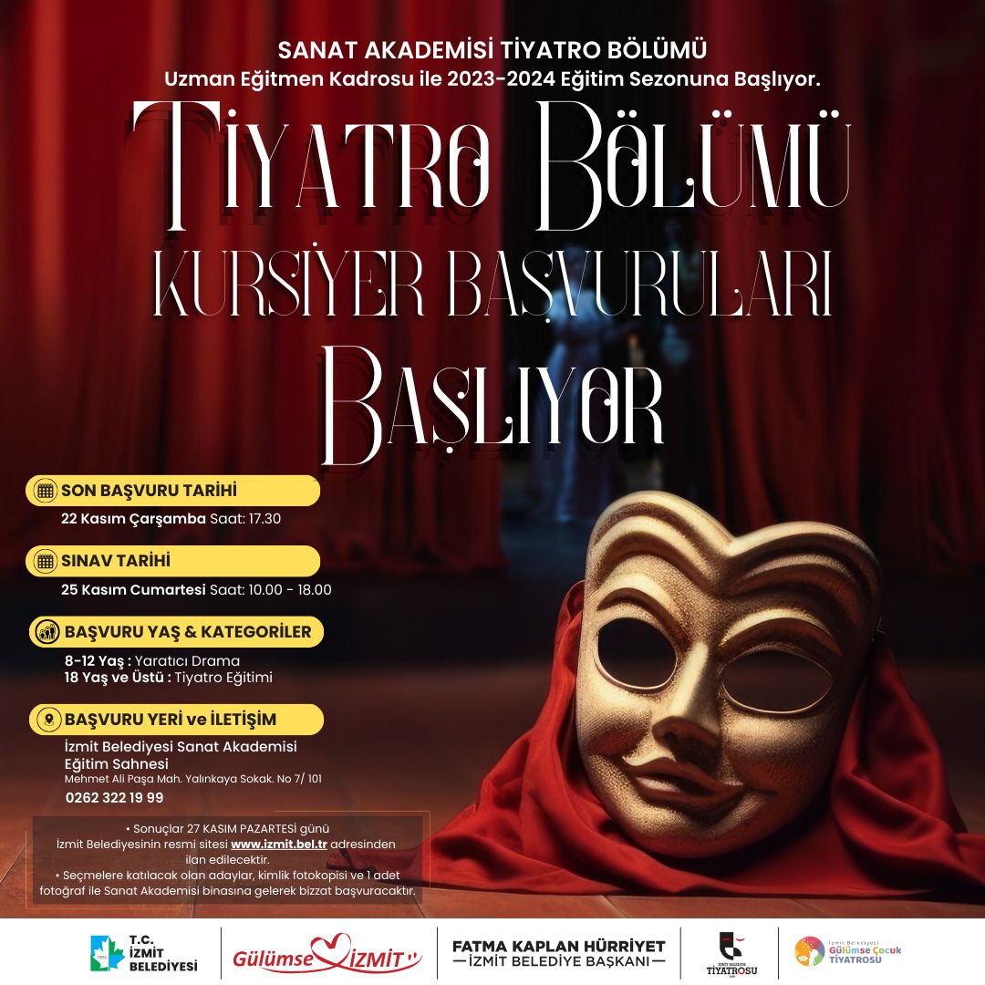 İzmit Sanat Akademisi Tiyatro Bölümü yeni dönem başvuruları başladı