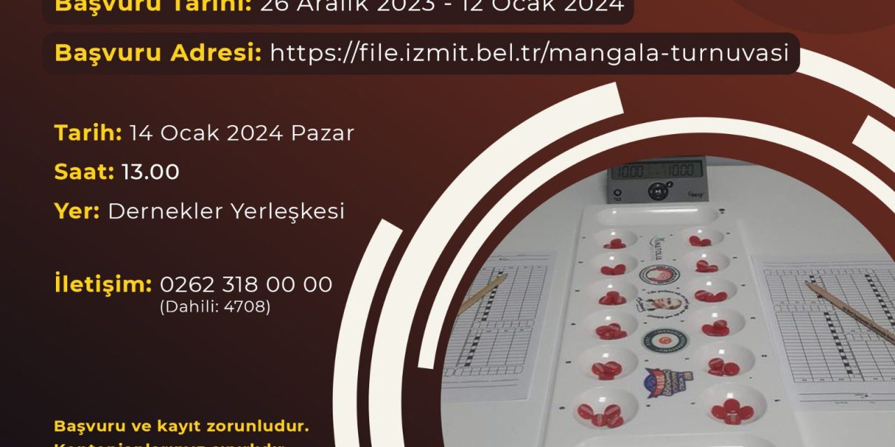 İZMİT BELEDİYESİ MANGALA TURNUVASI KAYITLARI DEVAM EDİYOR