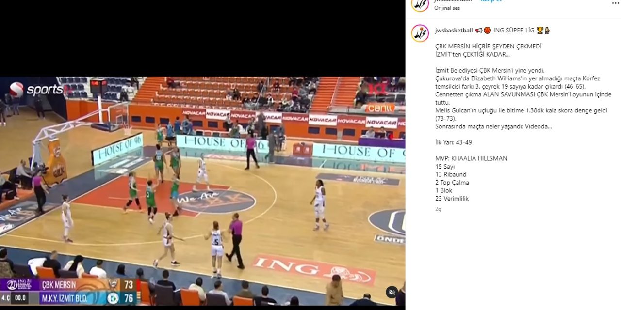 ÜNLÜ BASKETBOL SAYFASINDAN İZMİT’İN PERİLERİNE ÖVGÜ