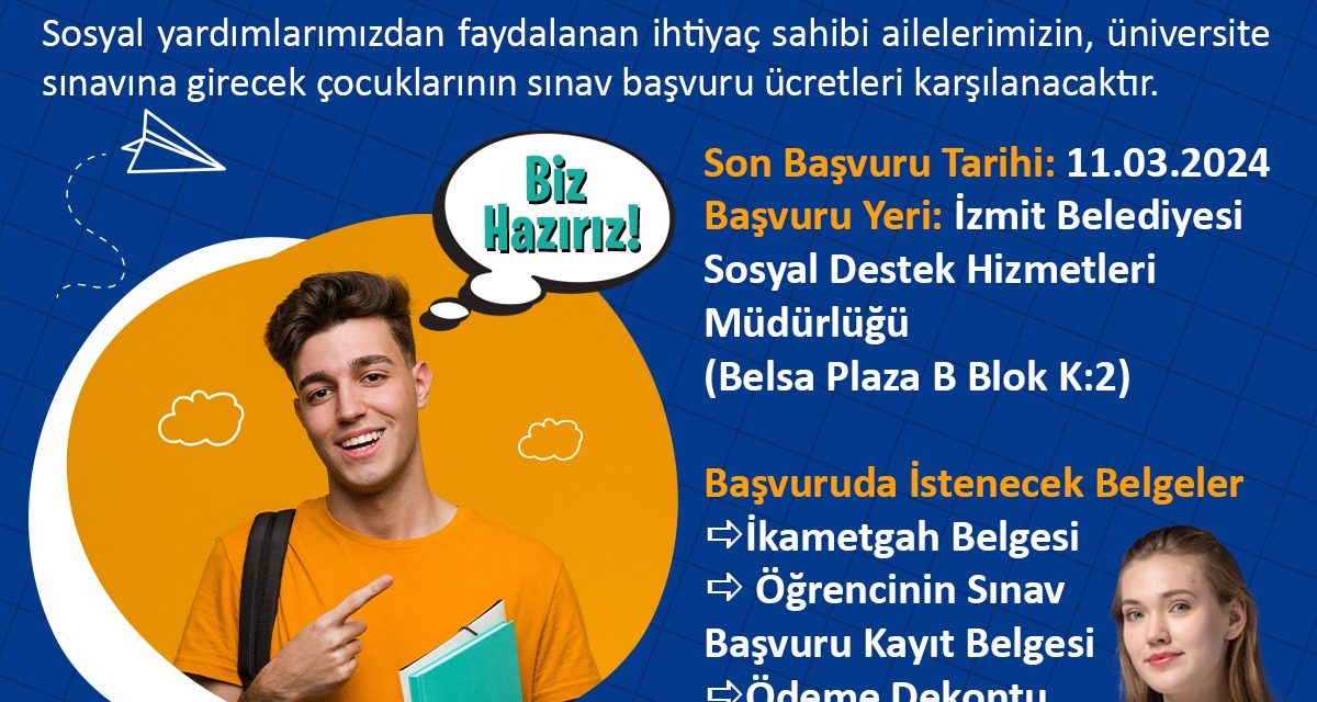 İZMİT BELEDİYESİ BİR KEZ DAHA YKS ÜCRETLERİNİ KARŞILIYOR