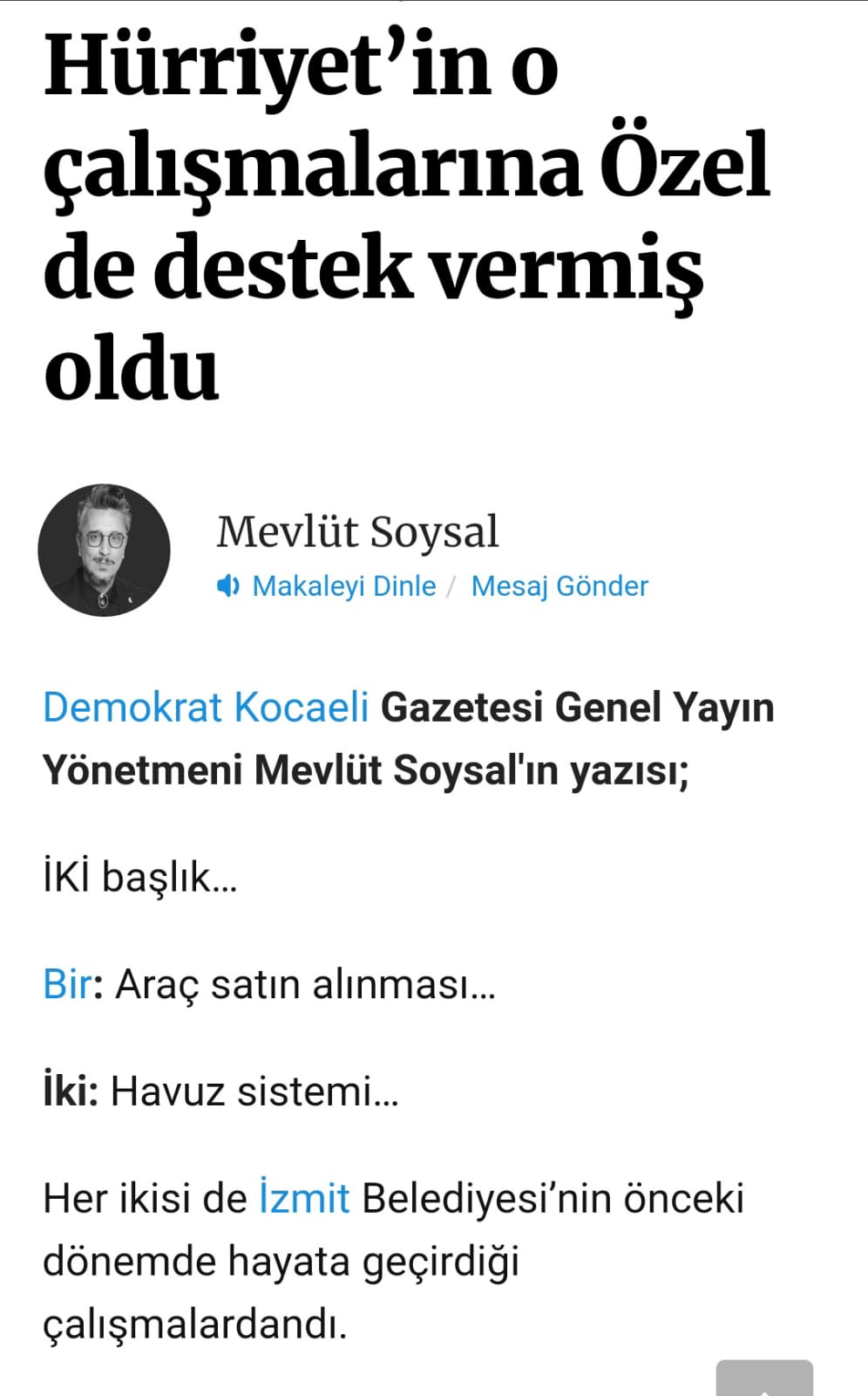 Hürriyet'in Araç Tasarrufu, Özgür Özel tarafından Türkiye'ye model olarak sunuldu (1)