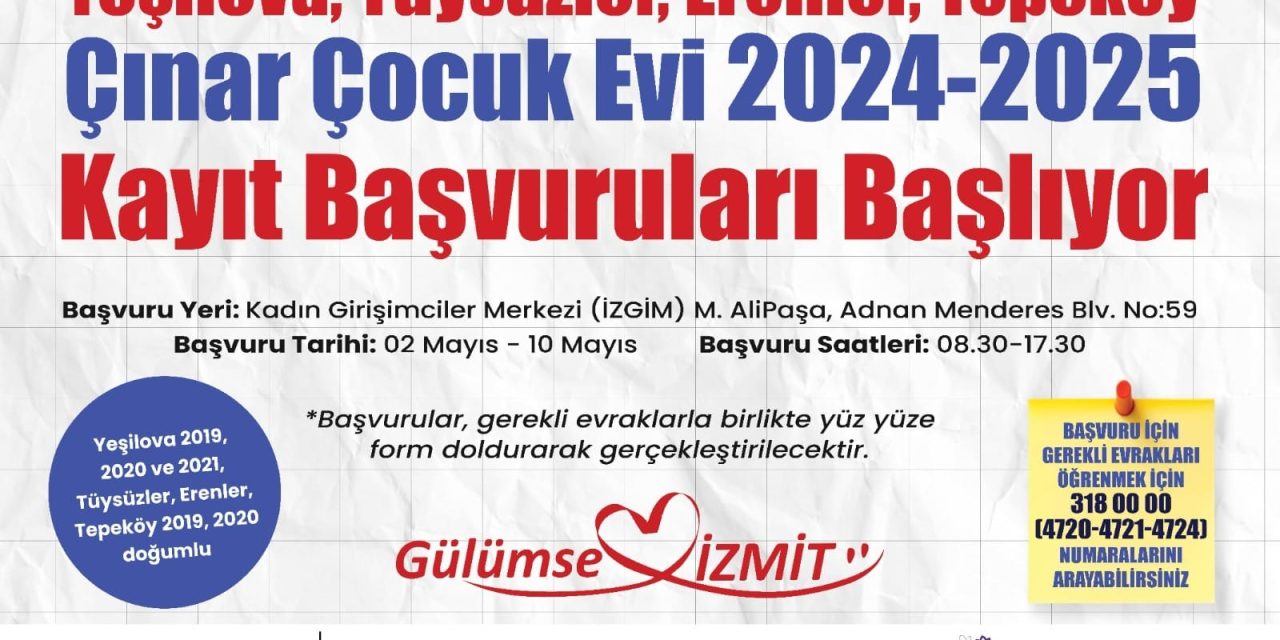 ÇINAR ÇOCUK EVLERİ ÖN KAYITLARI BAŞLADI