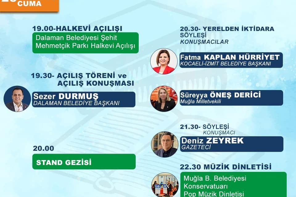 BAŞKAN HÜRRİYET, DALAMAN BELEDİYESİ KİTAP GÜNLERİ’NİN KONUĞU OLACAK
