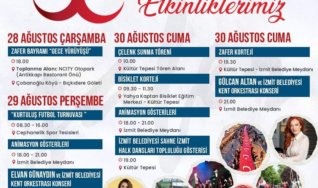 İZMİT BELEDİYESİ 30 AĞUSTOS’U COŞKUYLA KUTLAYACAK ZAFERİN SESİ İZMİT’TE YÜKSELECEK
