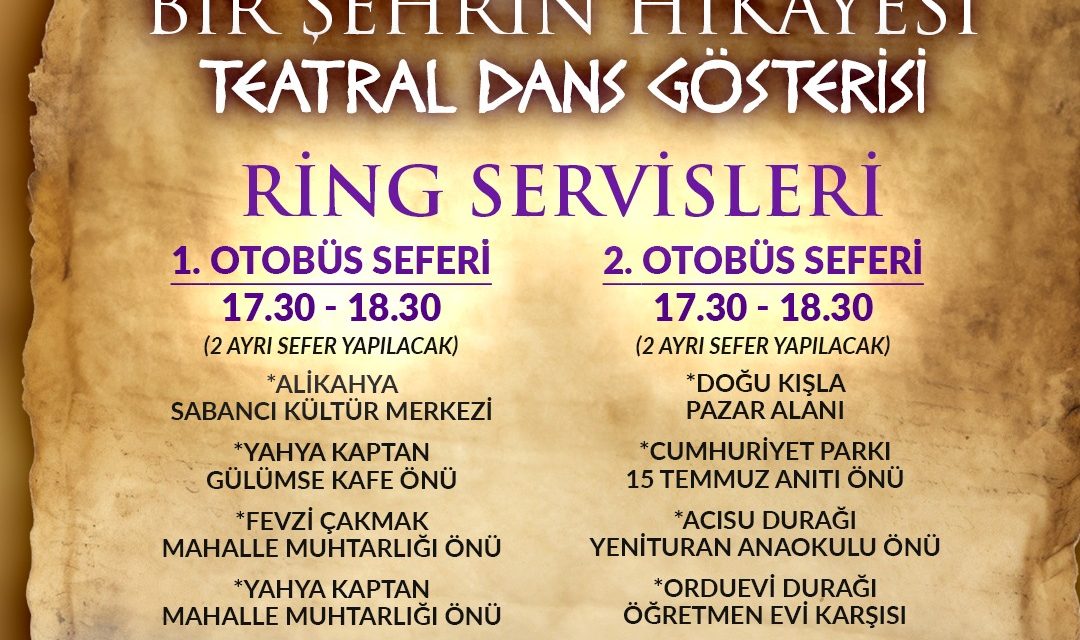 İZMİT BELEDİYESİNDEN ‘BİR ŞEHRİN HİKAYESİ’ DANS GÖSTERİSİ İÇİN RİNG SERVİSİ HİZMETİ