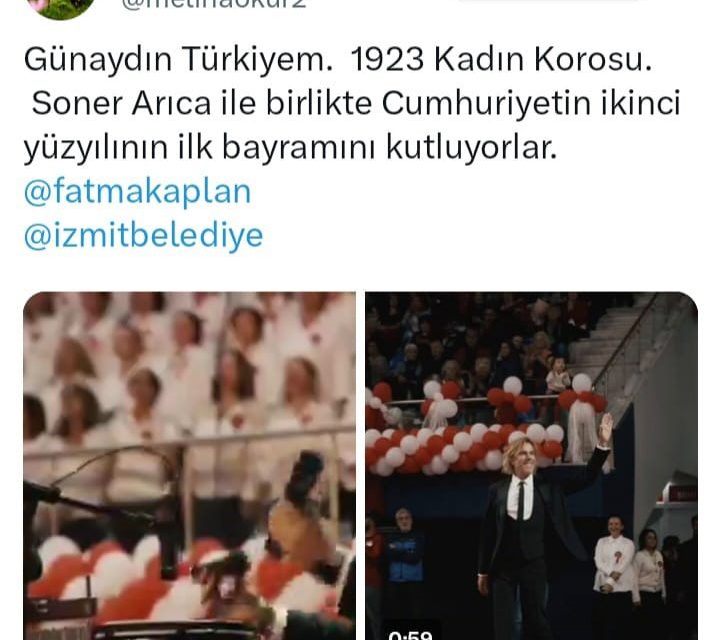 USTA GAZETECİ MELİHA OKUR, İZMİT BELEDİYESİNİN MUHTEŞEM 101’İNCİ YIL KONSERİNİ PAYLAŞTI