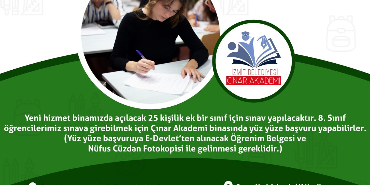 ALİ & NAZİLE YILDIZ ÇINAR AKADEMİ’DE LGS’YE GİRECEK OLAN 8. SINIF ÖĞRENCİLERİ İÇİN SINAV