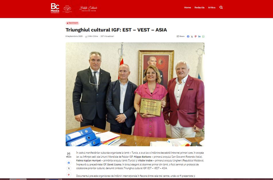 İZMİT’TE İMZALANAN KÜLTÜREL İŞ BİRLİĞİ ROMANYA BASININDA