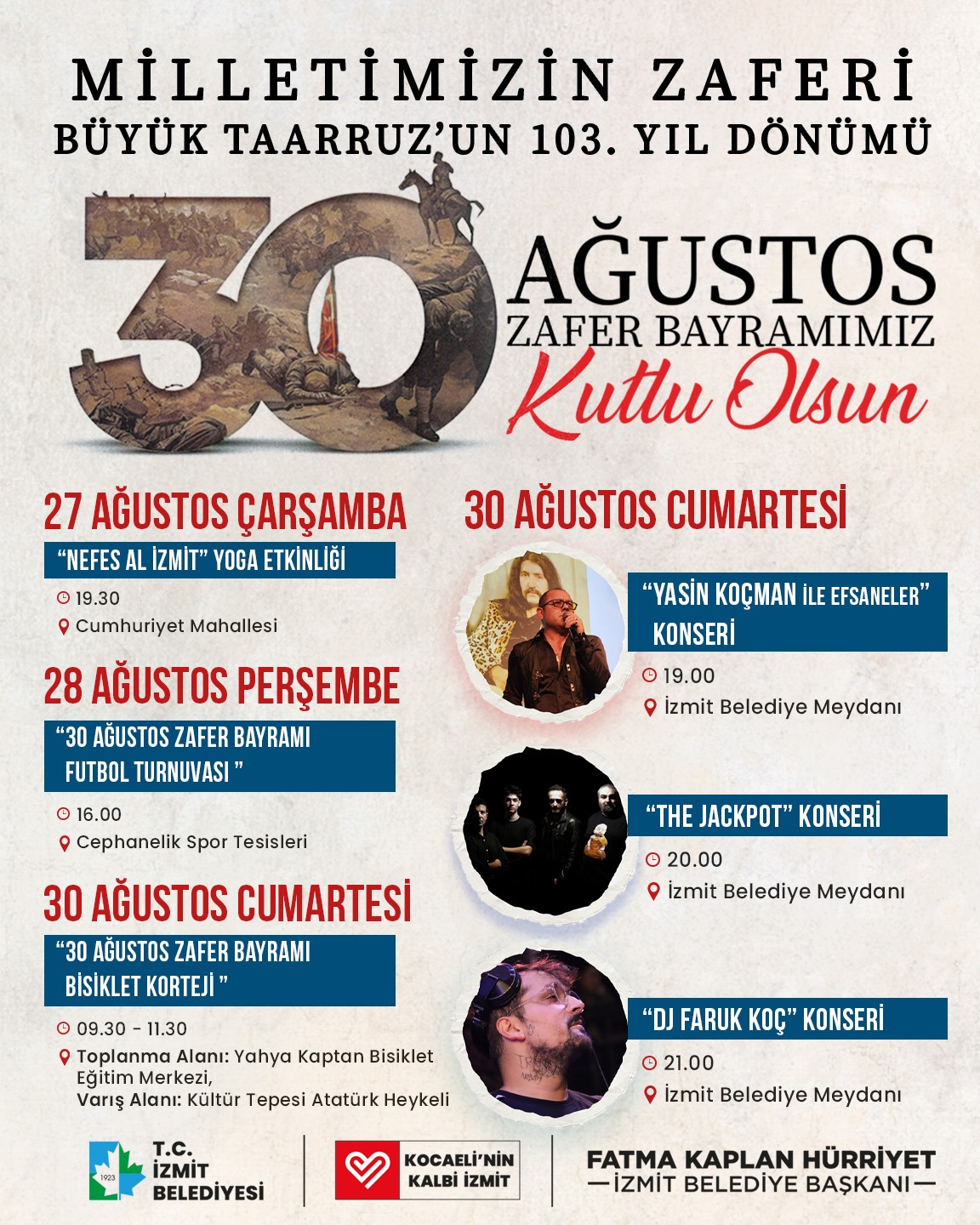 Zafer Bayramı’nın 103. yılı İzmit’te renkli etkinliklerle kutlanacak (1)